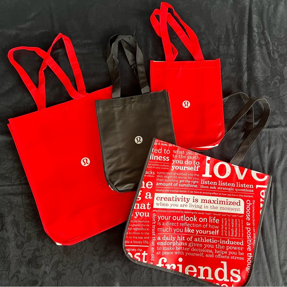 Lululemon BUNDLE 4 Reusable BAGS Black RED